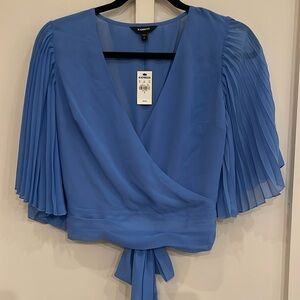 Express Sheer Wrap Crop Blouse